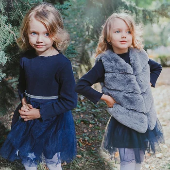 Kūdikių Mergaičių Kailio Viršutiniai Drabužiai 2019 Vaikų Vest Rudens-Žiemos Mados Storas Šiltas Dirbtiniais Kailiais Aplinkai Paltai Outwear 3 5 8 Metų