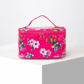 Kosmetikos krepšys-rankinė, zippered skyriuje, su veidrodžiu, spalva aviečių