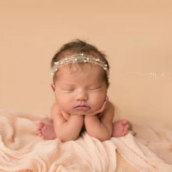 Naujas baby lankelis Europoje ir Amerikoje, plaukų fotografijos moheros pearl plaukų juosta naujagimių fotografijos rekvizitai