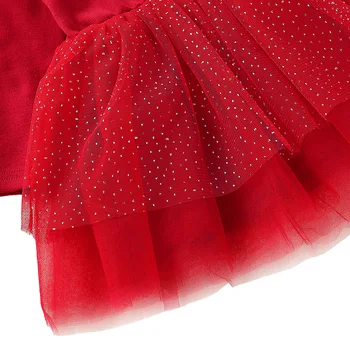 Kalėdų Vaikams Baby Girl Dress Rudenį Ilgomis Rankovėmis Puikus Tutu Suknelė Nėrinių Kratinys Kalėdos Šalis Suknelės Princesė Drabužius H40
