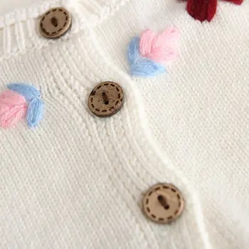 Kailis Megztinis Kūdikių Mergaičių Medvilnės Single-Breasted Mielas Gėlių Megztiniai Megztinis Pavasarį Ir Rudenį