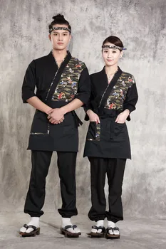 Unisex Japonų stiliaus maisto paslaugos, drabužių suši virėjo švarkas Naujas virėjo darbo uniforma sukurta virėjas kostiumas Japonų kimono