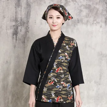 Unisex Japonų stiliaus maisto paslaugos, drabužių suši virėjo švarkas Naujas virėjo darbo uniforma sukurta virėjas kostiumas Japonų kimono