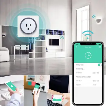 Smart Plug WiFi Lizdas MUMS 15A Galia Stebėti Laiko Funkcija APP Kontrolės Darbai Su Alexa, Google 