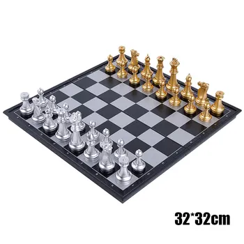 Nešiojamų Magnetiniai Veidrodėliai Šachmatų Lenta šachmatų lentos Langelyje Nustatyti, Kelionės Vaikams, Šeimos Žaidimas Dovanų BM88