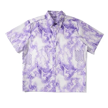 Vyrai Žaibo Spausdinti Havajų Marškinėliai Harajuku Streetwear 2020 Metų Vasaros Trumpomis Rankovėmis Palaidinė Punk Rock Unisex Negabaritinių Marškinėliai Topai