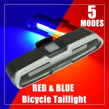 5 Režimai Uodegos Šviesos Dual Spalva Raudona/Mėlyna Jojimo Galinis Žibintas USB Įkrovimo Dviračio Žibintas Priekinis Žibintas Galinis Žirgais dviračio Lempa