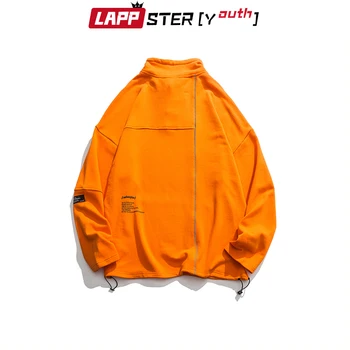 LAPPSTER-Jaunimo ir Vyrų Streetwear Hoodies 2020 Puloveris Mens Pavasario Didelis Kišenėje Palaidinės Vyrų Dizaineris korėjos Orange Hoodie Atsitiktinis