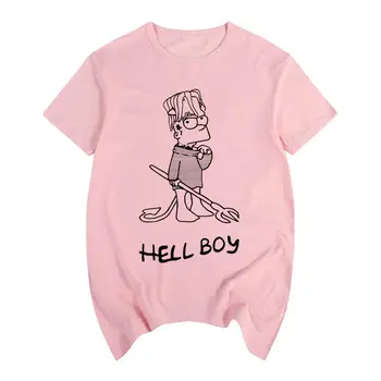 Pavasario ir vasaros Unisex marškinėliai Lil peep Hellboy Pragarą Berniukas Harajuku T-shirt Top marškinėliai Street Unisex marškinėliai estetinės kūrimas