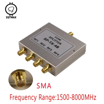 ZQTMAX 1500MHz-8000MHz SMA power Splitter 1.5-8Ghz Daliklis 4Way Female Jungtis