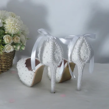 BaoYaFang Kutas perlas vestuvių Mados batai ir rankinės Nuotaka aukštakulniai Platformos batai ponios kulkšnies dirželis šalis suknelė bateliai moteris