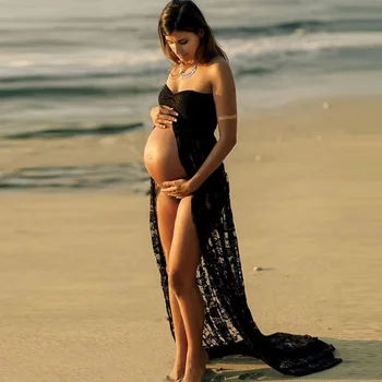 Motinystės Maxi Suknelė Nėščioms Moterims Nėrinių Suknelė Fotografija, Foto Prekėms, Drabužiams