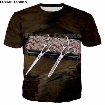 PLstar Kosmosas kirpykla žirklės T Marškiniai Vyrams, Moterims 3D Spausdinimo Mados T-shirt lašas laivybos