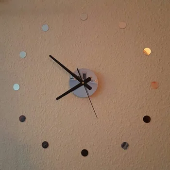 Namų Dekoro Mažų Taškų Sieninis Laikrodis Apvalios Akrilo Veidrodis Lipduką Paprasta Metu Išjungti Žiūrėti 3D 