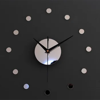 Namų Dekoro Mažų Taškų Sieninis Laikrodis Apvalios Akrilo Veidrodis Lipduką Paprasta Metu Išjungti Žiūrėti 3D 