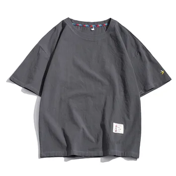 BQODQO 2019 Marškinėliai Vyrams Medvilnės marškinėliai Mados Vyrų Tees Atsitiktinis Japonijos Vasaros trumpomis Rankovėmis Negabaritinių Paprasta Viršų Balta