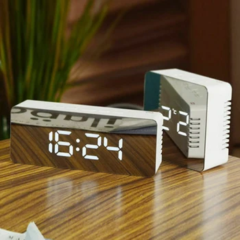 Daugiafunkcis LED Skaitmeninis Laikrodis, Miegamojo Veidrodį Kelionės Signalizacijos Temperatūros Ekranas - Naktį Rodyti Home Office