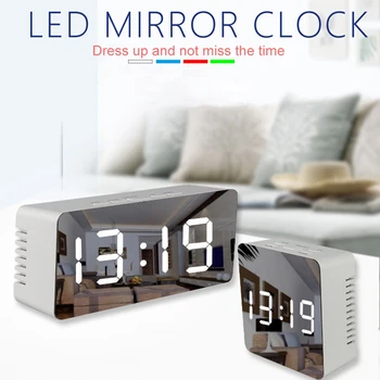 Daugiafunkcis LED Skaitmeninis Laikrodis, Miegamojo Veidrodį Kelionės Signalizacijos Temperatūros Ekranas - Naktį Rodyti Home Office