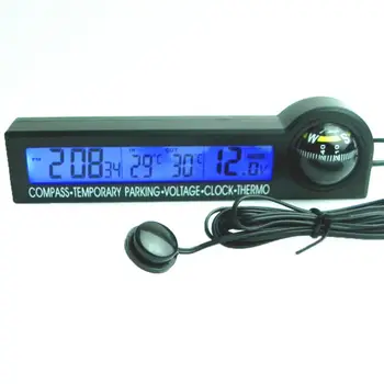 12V Skaitmeninis Laikrodis Patalpų Lauko Kompasas LCD Apšvietimas Laikino Stovėjimo Automobilio Termometras Įspėjimo Automobilių/Sunkvežimių/RV