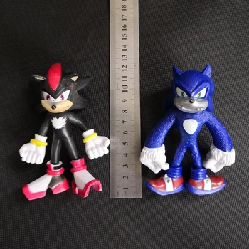 KARŠTA 6 vnt/set 12 cm, Sonic Pasaulio Nuotykius Sonic Werehog Uodegos PVC Veiksmų Skaičiai Šešėlis Knuckles Anime Figūrėlės Dovanų Šalis