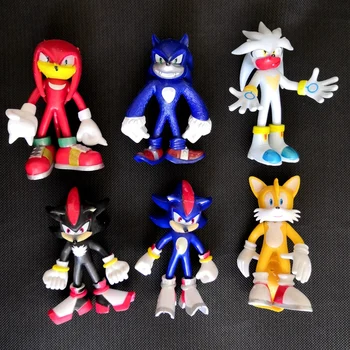 KARŠTA 6 vnt/set 12 cm, Sonic Pasaulio Nuotykius Sonic Werehog Uodegos PVC Veiksmų Skaičiai Šešėlis Knuckles Anime Figūrėlės Dovanų Šalis