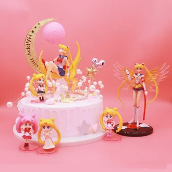 Mielas Sailor Moon Pyragas Apdaila Miku Janpanese Merginos, Big Eye Duomenys PVC Veiksmų Skaičius, Modelis Keychain Vaikams, Žaislai, Lėlės