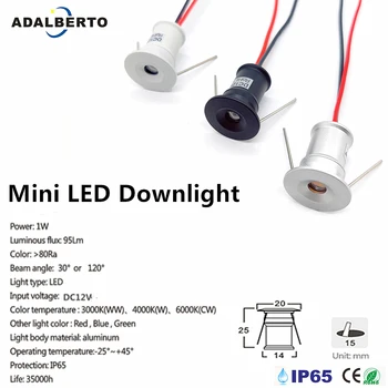 1W IP65 Mini LED Downlight Aplinkos Prožektorius 12V Mažas Vietoje Lemputės Šviesos Lubų Laiptai, Takai, Kiemai Kabineto, Koridoriaus