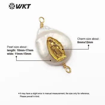 WT-MC278 Natūralių Gėlavandenių Perlų Jungtis Mergelės Marijos CZ Nutiesti Gamtinių Perlų Žavesio Jungtis Papuošalai Priėmimo