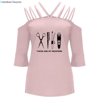 Velniop Kaklo Seksualus T Shirts Viršuje Moterys nuo Peties Spausdinti Kirpykla T-Shirts Moterų Plius Dydis 5XL Pusė Rankovės Tees viršūnes 2020 m.