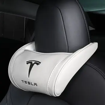 Automobilių Kaklo Poilsio Atminties Medvilnės Pagalvės, Oda, Galvos Atramos Raštas Pagalvėlės Už Tesla Model 3 S X Y Logo Stiliaus Auto Priedai