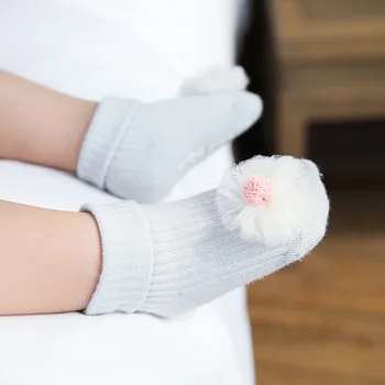 Naujagimio Mergina Medvilnės Kojinės Bamblys Anti-slip Kojinių Mielas 3D Gėlių Bowknot Kūdikių Mergaičių Bamblys Grindų Kojinės Kūdikiams 0-18 Mėnesių