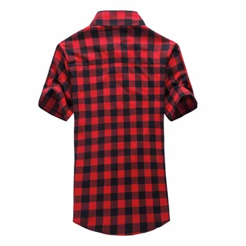 Raudonos Ir Juodos Spalvos Pledas Marškiniai Vyrams Marškinėliai 2019 Naujas Vasaros Mados Chemise Homme Mens Languotas Marškinėliai Trumpomis Rankovėmis Marškiniai Vyrams Palaidinė