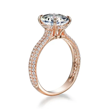 Kuololit 5CT Moissanite Kietas 10K Rose aukso Žiedai Moterims VVS Solitaire žiedas, skirtas pažadas, sužadėtuvių, vestuvių nuotaka dovana