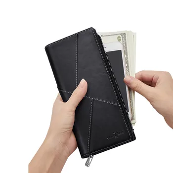 WILLIAMPOLO nauja RFID piniginės, vyriškos ilgai odos kortelė, maišelis vyrų verslo užtrauktuku piniginės sankabos krepšys vairuotojo pažymėjimą maišelį banko kortelėmis
