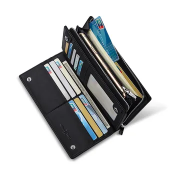 WILLIAMPOLO nauja RFID piniginės, vyriškos ilgai odos kortelė, maišelis vyrų verslo užtrauktuku piniginės sankabos krepšys vairuotojo pažymėjimą maišelį banko kortelėmis