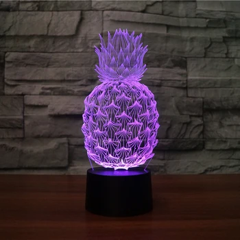 Naujas Naujiena 3D Ananasų Ananas LED Nakties Šviesos 7 Spalvų Keisti Namų Kambario Dekoro Vaikas, Vaikai, Kūdikis Miega Stalo Lempos Festivalis Dovanos