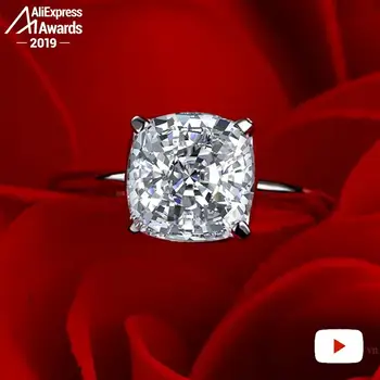 9*9 mm Kvadratinis Pagalvės S925 Fine Jewelry sterlingas sidabro žiedas Laboratorijoje sukurta deimantų Karatais 4Cs vestuvių pasiūlymas svajonė