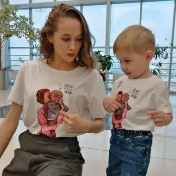 Mama Spausdinimo Atsitiktinis Mama Kūdikio Šeimos Atitikimo T-Shirt Apranga Mama Ir Sūnus derinti Drabužius