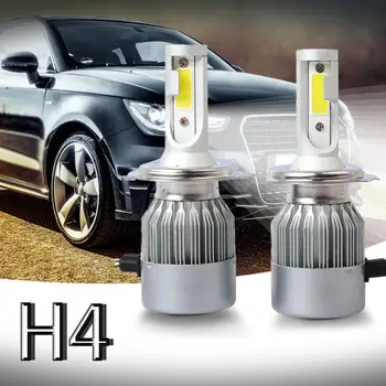Karšto Naujas 2vnt C6 LED Automobilių Žibintų Rinkinį COB H4 36W 7600LM Balta Lemputes