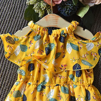 Vaikų vasaros drabužių 2 4 6 8 metų mergaitėms, šifono atostogų bohemijos suknelė mergaitėms kūdikių dress drabužių su skrybėlę