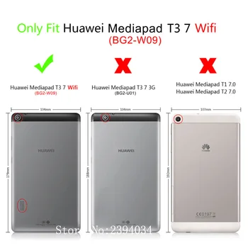 Ultra Slim Atveju, Huawei MediaPad T3 7.0 BG2-W09 Padengti Funda Tablet PU Odos Flip Folding 