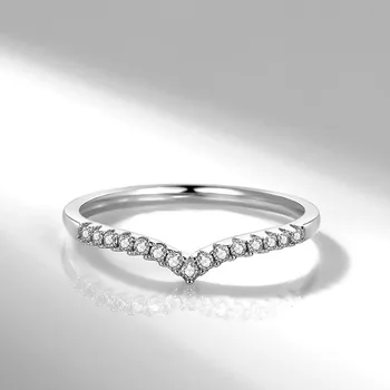 925, Norinčių Kaulų V formos Deimantų Moterų Mažas Žiedas Naujas Stilius Su Sukrauti rodomąjį Pirštą Ir Žiedą Šventė Jubiliejų Dovana