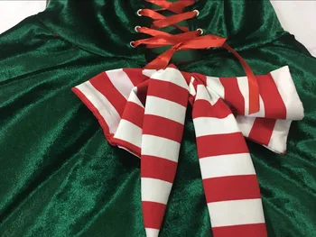 Deluxe Seksualus Žalia Elf Kalėdų Senelio Kostiumai Suaugusių Moterų Kalėdų Fancy Dress Kostiumai Kalėdos Cosplay Kostiumas Šalis