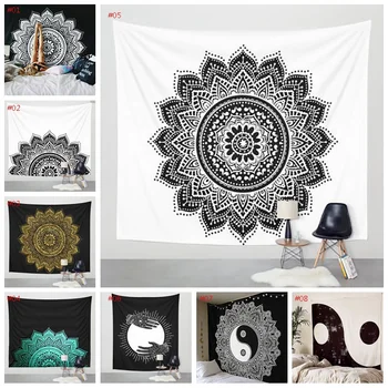 Bohemia juoda ir balta medžiaga gobelenas,multi-function gobelenas,Mandala staltiesė, sienų medžiaga, nešiojami antklodė
