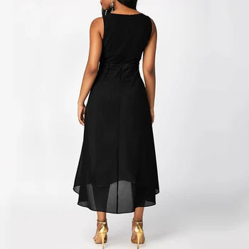 2020 Naujas Vasaros Moterų Mados Elegantiškas Giliai V-kaklo, Rankovių Šifono Oficialų Suknelė Aukštis Juosmens Suknelė Plonas Atsitiktinis Suknelė Moterims