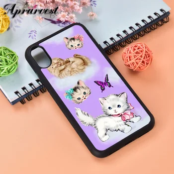 Aprarvest Cat Kitten Debesies Modelio Silikono Guma Telefono Case Cover For iPhone 5 5S SE 6 6S 7 8 PLUS X XS XR MAX PRO 11