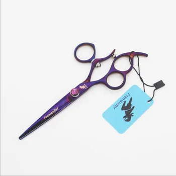 6inch Violetinė Dažų KAIRĘ RANKĄ Pasukti Rankena Pet Tiesiai Žirkliniai Clipper Šlyties Viliojimo Tiekimo Šukuosenų Stiliaus Plaukų kirpimas Įrankis