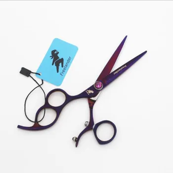 6inch Violetinė Dažų KAIRĘ RANKĄ Pasukti Rankena Pet Tiesiai Žirkliniai Clipper Šlyties Viliojimo Tiekimo Šukuosenų Stiliaus Plaukų kirpimas Įrankis