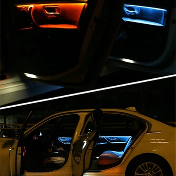 PMFC Dekoratyvinės Apdailos Žibintai Keturi Vidaus Durys Skydas LED Oranžinės Spalvos su Mėlyna Atmosfera Lempa BMW 3 Series F30 2012-18