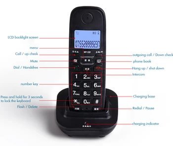 2.4 G Corded Phone Telefoną - 1Cordless autoatsakiklis, 300M Ilgo Nuotolio, Belaidis Telefono